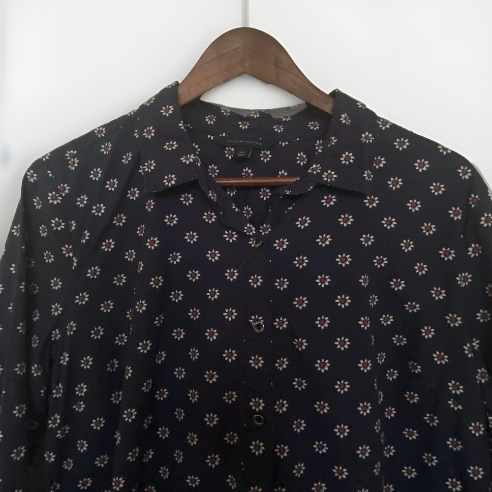 Tommy Hilfiger Large Womens‎ Classic Button Down Dress Iconic Hilfiger Floral
